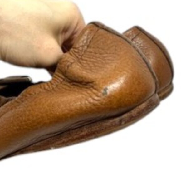 BANANA REPUBLIC COGNAC LEATHER BUCKLE BALLET FLATS ELASTIC HEEL WOMENS 7 - Picture 12 of 15